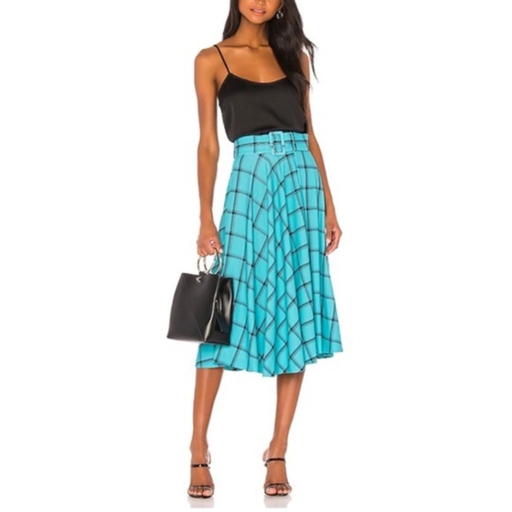 Alice & Olivia blue plaid skirt